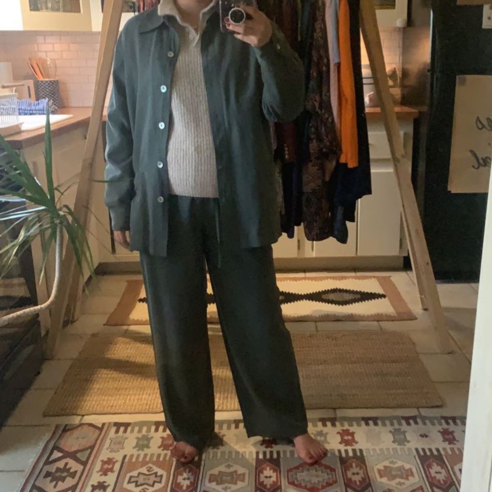 Vintage Forest Green Silk Co-ord